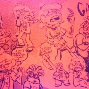 SU *Limited Edition* ORANGE MINI canvas print "Horror Club" by Raven M